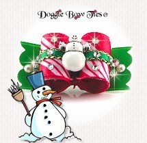 Dog Bow-Tiny Ties, Holiday Christmas, Peppermint Snowman