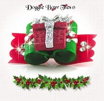 Dog Bow-Tiny Ties, Holiday Christmas, Red and Green Gift