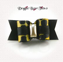 Dog Bow-Puppy Sl, Leopard with Pearl