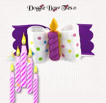 Dog Bow-Puppy Dog Bow, Happy Birthday, Purple