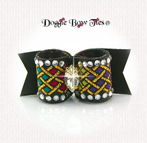 Dog Bow-SL Puppy, Black, Stained Glass, Crystal Edge