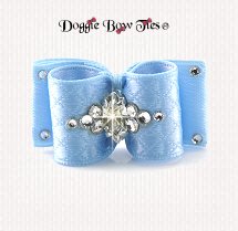 Dog Bow-SL Puppy, Satin Diamond Lattice-Soft Blue