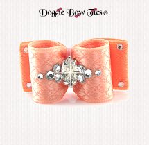 Dog Bow-SL Puppy, Satin Diamond Lattice-Peach