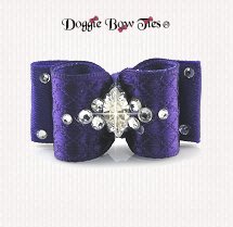 Dog Bow-SL Puppy, Satin Diamond Lattice-Purple