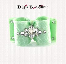 Dog Bow-SL Puppy, Satin Diamond Lattice-Soft Green