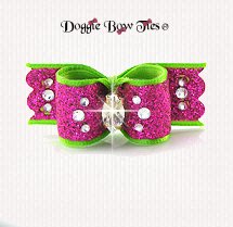 Dog Bow-Single Loop Puppy, Shocking Pink Glitter