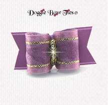 Dog Bow-Puppy Single Loop, Organza Gold Thread, Amethyst