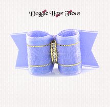 Dog Bow-Puppy Single Loop, Organza Gold Thread, Iris