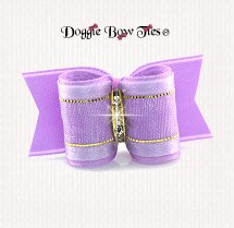 Dog Bow-Puppy Single Loop, Organza Gold Thread, Lilac