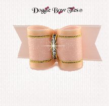 Dog Bow-Puppy Single Loop, Organza Gold Thread, Peach