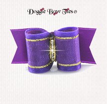 Dog Bow-Puppy Single Loop, Organza Gold Thread, Purple