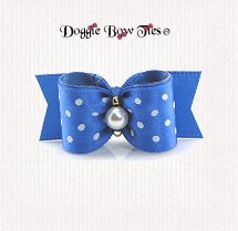 Dog Bow-SL Puppy, Swiss Dot, Batik Blue