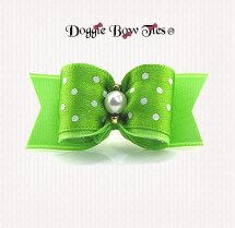 Dog Bow-SL Puppy, Swiss Dot, Lime