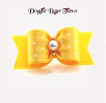 Dog Bow-SL Puppy, Swiss Dot, Marigold