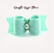 Dog Bow-SL Puppy, Swiss Dot, Seafoam