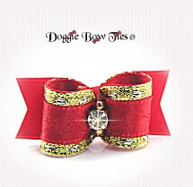 Dog Bow-SL Fancy Rose Satin-Red
