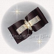 Dog Bow-Puppy Size,Gold and Black Satin