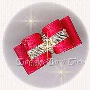 Dog Bow-Puppy Size,Gold and Red Satin