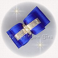 Dog Bow-Puppy Size,Gold and Ultra Blue Satin