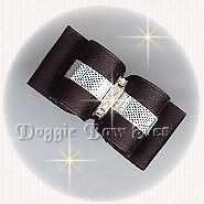 Dog Bow-Puppy Size,Silver and Black Satin