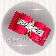 Dog Bow-Puppy Size,Silver and Red Satin