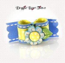 Dog Bow-SL,Spring Fling, Blue and yellow