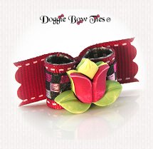 Dog Bow-SL,Spring Fling,Burgundy, Black