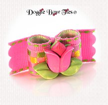 Dog Bow-SL,Spring Fling,Hot Pink and Lime