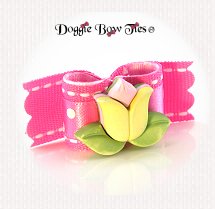 Dog Bow-SL,Spring Fling,Hot Pink, White