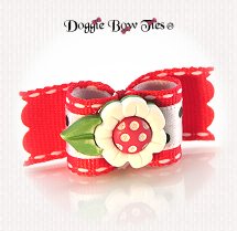 Dog Bow-SL,Spring Fling, Red Flower