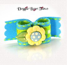 Dog Bow-SL,Spring Fling,Turquoise, Lime