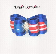Dog Bow-DL Puppy Size-Holiday-Patriotic Split Flag