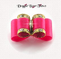 Dog Bow-Puppy Size DL, Classic Azalea