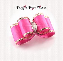Dog Bow, DL Puppy Size, Candy Pink, Gold
