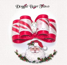 Dog Bow-Puppy DL, Red Candy Cane Christmas