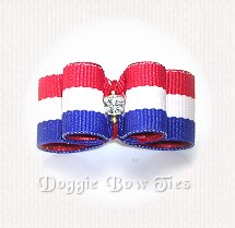 Dog Bow, DL Puppy Size-Holiday, Patriotic Tri-Stripe