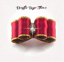 Dog Bow-Puppy Size, DL, Gold Edge Deep Red