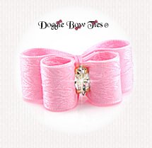 Dog Bow-DL Puppy, Satin Embossed Floral, Pink