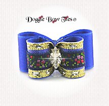 Dog Bow-DL Puppy, Satin, Embroidered band, Royal Blue
