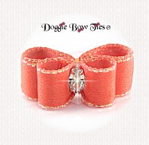 Dog Bow-DL Puppy, Iridescent Edge, Peach