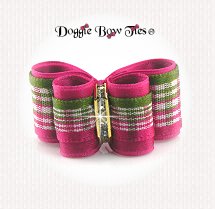 Dog Bow-DL Puppy, Plaid, Watermelon