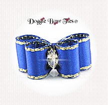 Dog Bow-DL Puppy, Satin w/Gold Edge, Royal Blue