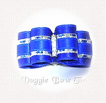 Dog Bow-Satin Highlights Ultra Blue