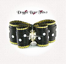 Dog Bow-DL Puppy, Satin Swiss Dot, Black