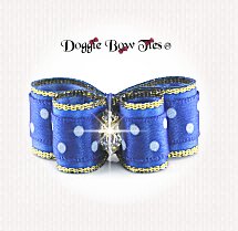 Dog Bow-DL Puppy, Satin Swiss Dot, Royal Blue