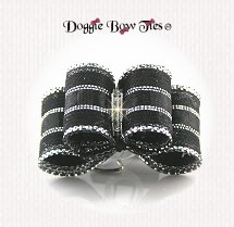 Dog Bow-Puppy Size, Double Loop, Silver Thread, Black