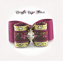 Dog Bow-DL Puppy, Satin, Embroidered band, Fuchisa