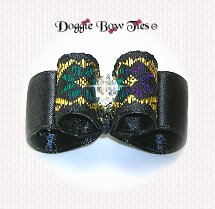 Dog Bow-Puppy Size, Floral Brocade, Black