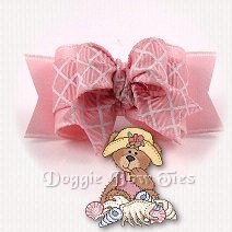 Tiny Ties Dog Bow-Seashell Pink Lattice