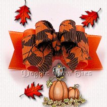 Tiny Ties Dog Bow-Fall Leaves Apricot